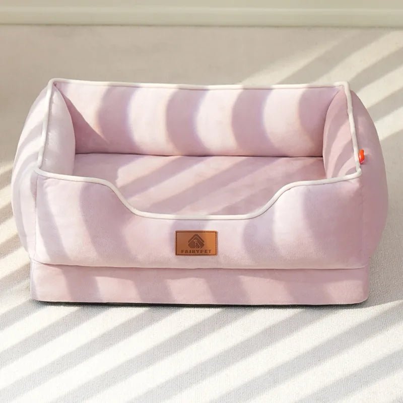 Cozy Orthopedic Dog and Cat Bed in Velvet – Removable Filling for Ultimate Comfort, Available in Gray, Light Khaki, and Light Pink 9