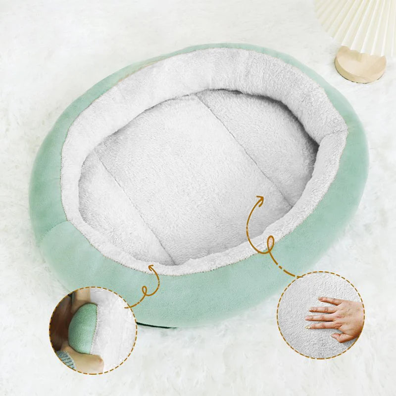 Cozy Plush Pet Bed for Cats and Small Dogs – Soft Coral Fleece with Non-Slip Base for Ultimate Comfort 2