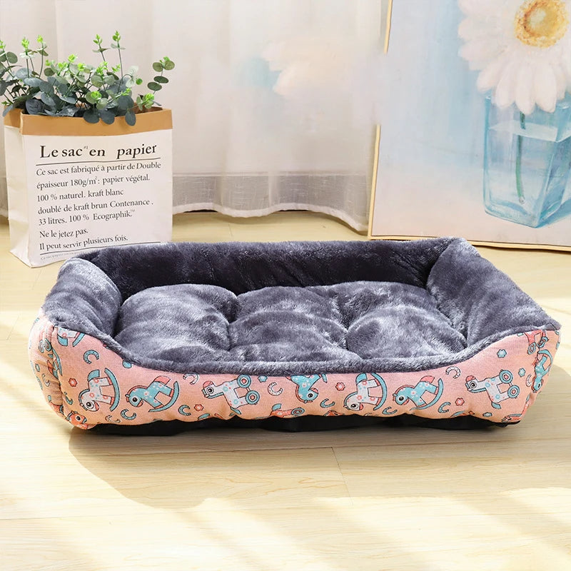 Cozy Printed Pet Bed for Cats and Dogs – Soft Plush Design with Raised Edges 5