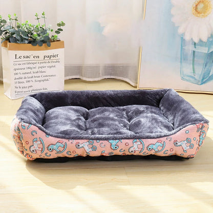 Cozy Printed Pet Bed for Cats and Dogs – Soft Plush Design with Raised Edges 5