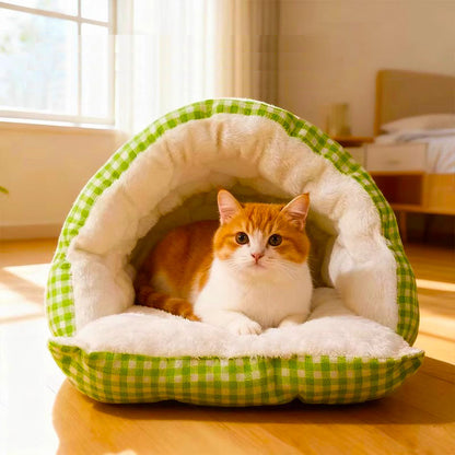 Cozy Removable Cat Bed with Washable Plush Interior – Enclosed Cat Cave for Winter Comfort 3