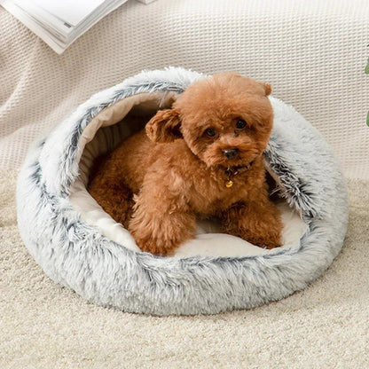 Cozy Ultra-Soft Plush Cave Dog Bed for Small Breeds – Non-Slip Design Perfect for Snugglers and Napping 0