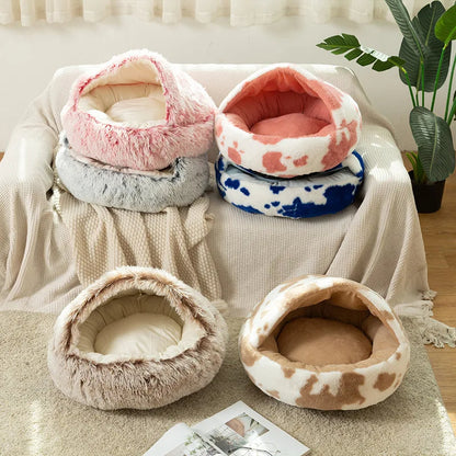 Cozy Ultra-Soft Plush Cave Dog Bed for Small Breeds – Non-Slip Design Perfect for Snugglers and Napping 1