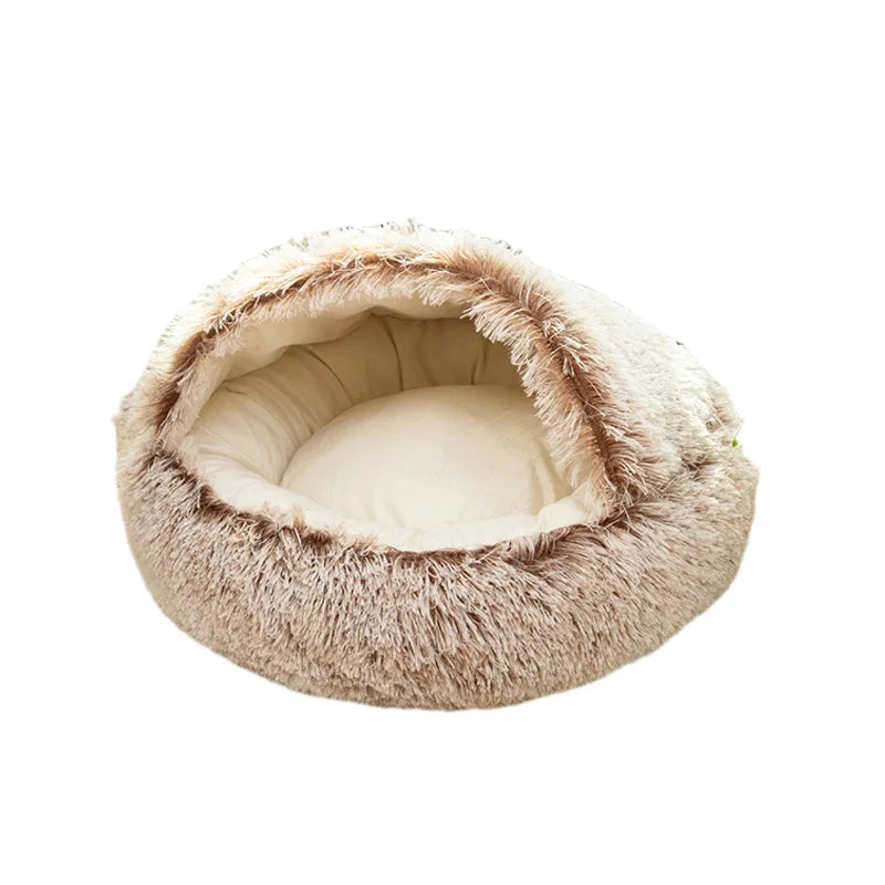 Cozy Ultra-Soft Plush Cave Dog Bed for Small Breeds – Non-Slip Design Perfect for Snugglers and Napping 3