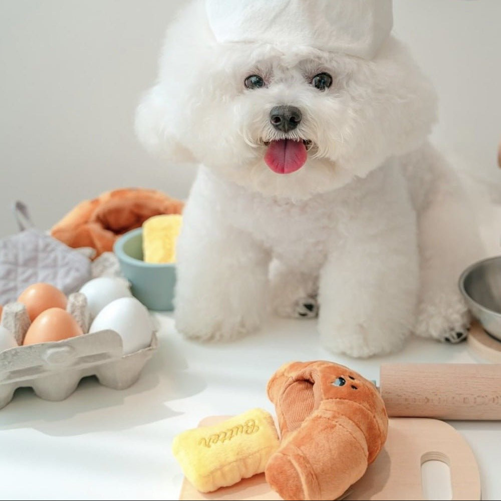 Croissant Shaped Squeaky Dog Toy – Soft Plush Toy for All Breeds, 15x9cm, Interactive Fun 3
