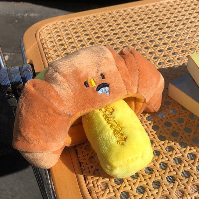 Croissant Shaped Squeaky Dog Toy – Soft Plush Toy for All Breeds, 15x9cm, Interactive Fun 5