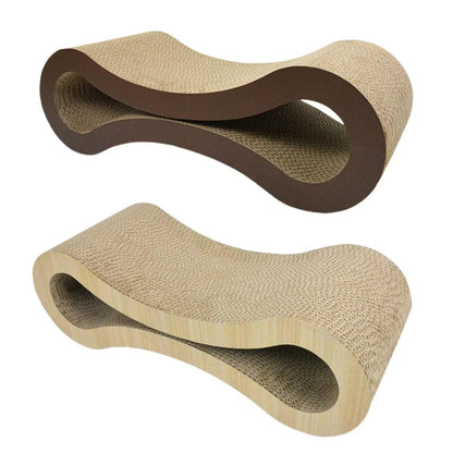 Curved Cat Scratching Post and Lounge – Durable Corrugated Cardboard Design 1