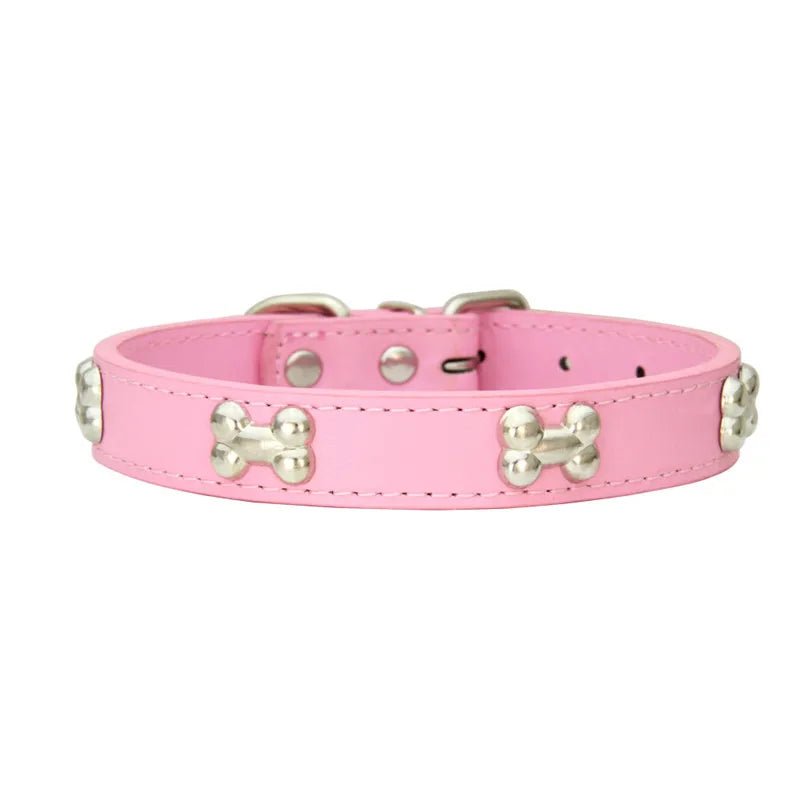Cute Adjustable Bone-Shaped Leather Dog Collar for Small and Large Breeds – Durable, Comfortable Fit, Stylish Design 17