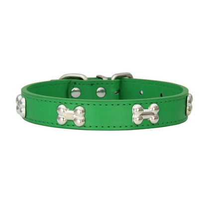 Cute Adjustable Bone-Shaped Leather Dog Collar for Small and Large Breeds – Durable, Comfortable Fit, Stylish Design 8