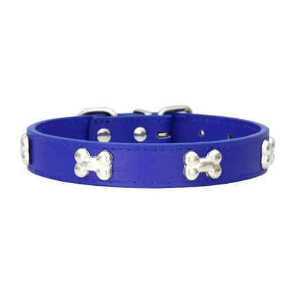 Cute Adjustable Bone-Shaped Leather Dog Collar for Small and Large Breeds – Durable, Comfortable Fit, Stylish Design 9