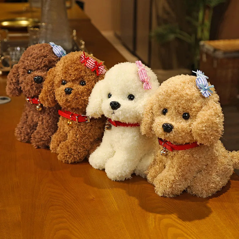 Cute Curly Hair Teddy Dog Plush Toy – Soft Stuffed Animal with Collar and Flower for Kids, 12 Inches Tall 2