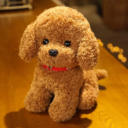 Cute Curly Hair Teddy Dog Plush Toy – Soft Stuffed Animal with Collar and Flower for Kids, 12 Inches Tall 8