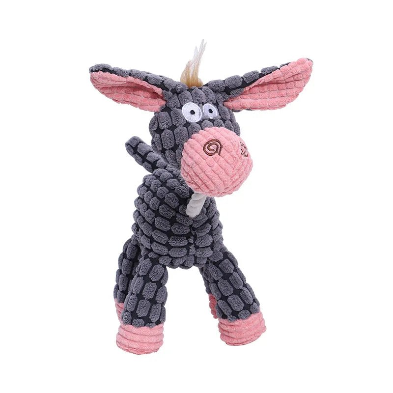 Cute Donkey Plush Dog Toy with Squeaker – Durable Chew Toy for Small and Large Dogs, 12 Inches Long, Multi-Color 0