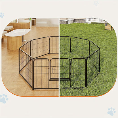 Customizable DIY Metal Dog Playpen for indoor and outdoor use, featuring an access door and versatile design for pet exercise and safety. 4