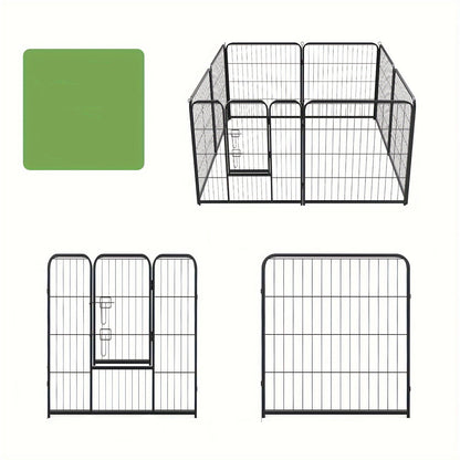 Customizable DIY Metal Dog Playpen for indoor and outdoor use, featuring an access door and versatile design for pet exercise and safety. 8