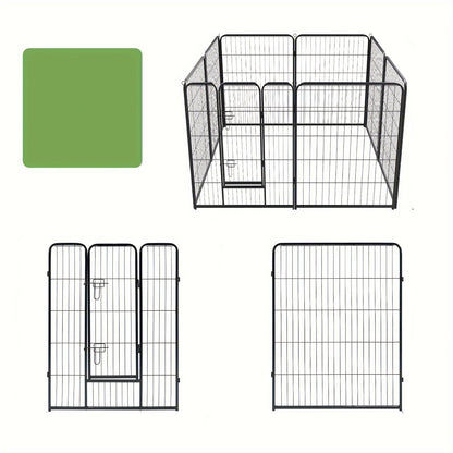 Customizable DIY Metal Dog Playpen for indoor and outdoor use, featuring an access door and versatile design for pet exercise and safety. 9