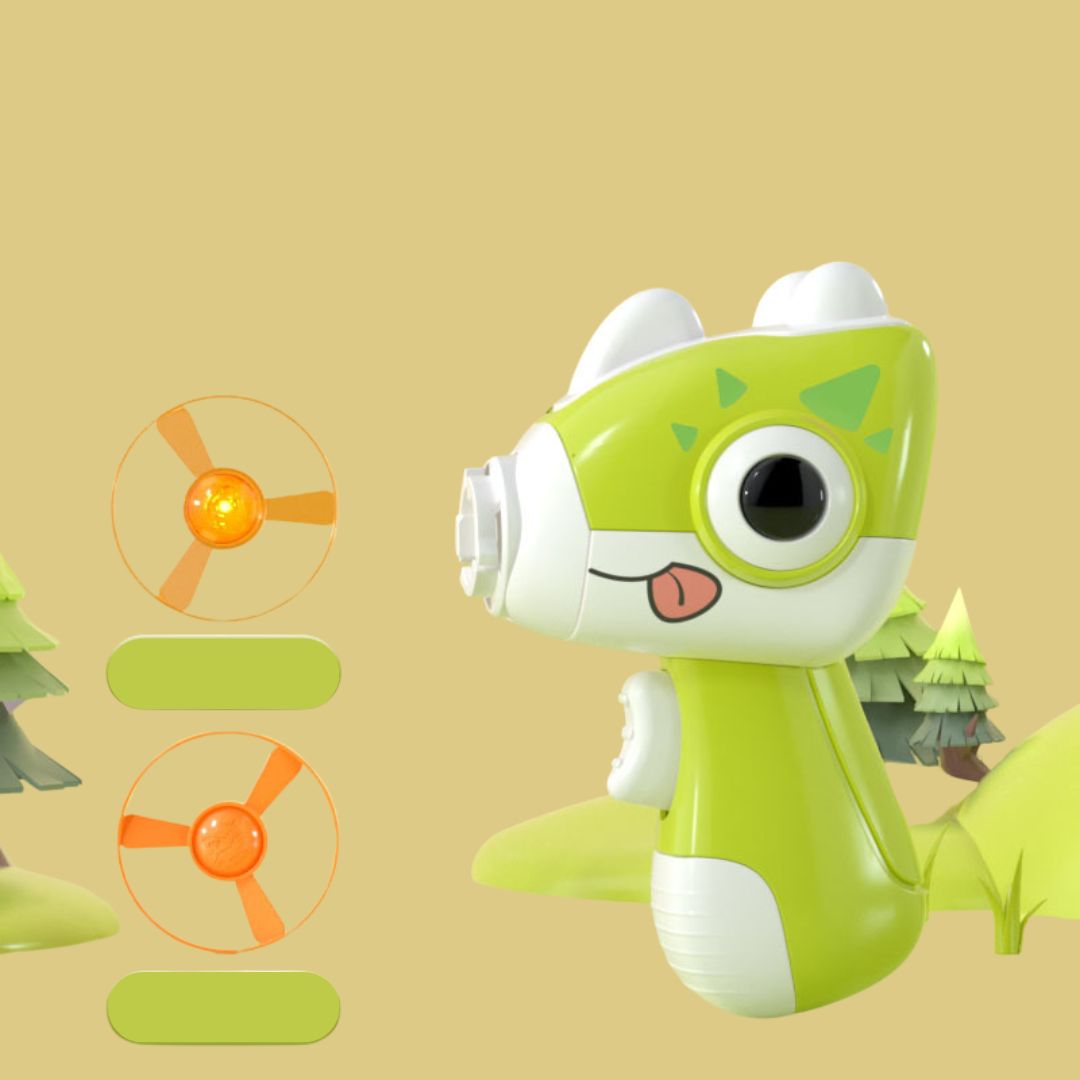 Dinosaur-Themed Cat Frisbee Launcher with Glow-in-the-Dark Discs for Active Play 2