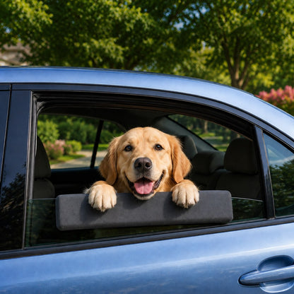 Soft padded chin rest cushion for dogs, designed for car windows, waterproof and easy to clean, available in blue and black, measuring 40cm. 0