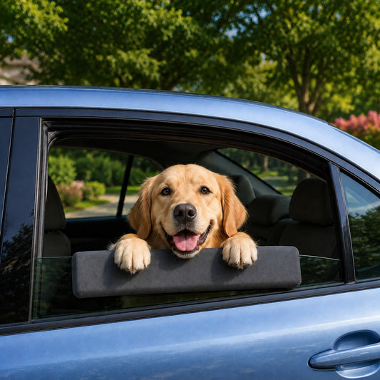 Soft padded chin rest cushion for dogs, designed for car windows, waterproof and easy to clean, available in blue and black, measuring 40cm. 0