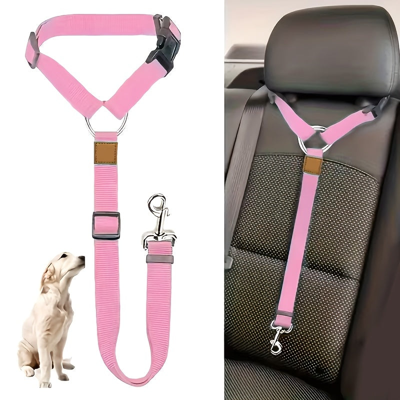 Dog car safety harness with adjustable padded vest designed for secure travel; suitable for all breeds to ensure safe and comfortable rides. 10