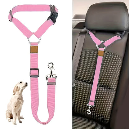 Dog car safety harness with adjustable padded vest designed for secure travel; suitable for all breeds to ensure safe and comfortable rides. 10