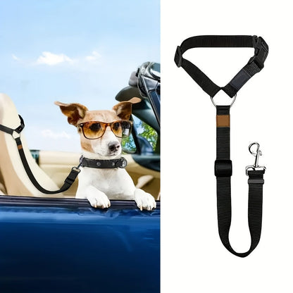 Dog car safety harness with adjustable padded vest designed for secure travel; suitable for all breeds to ensure safe and comfortable rides. 11