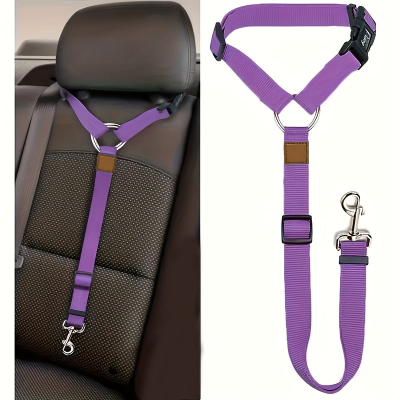 Dog car safety harness with adjustable padded vest designed for secure travel; suitable for all breeds to ensure safe and comfortable rides. 9