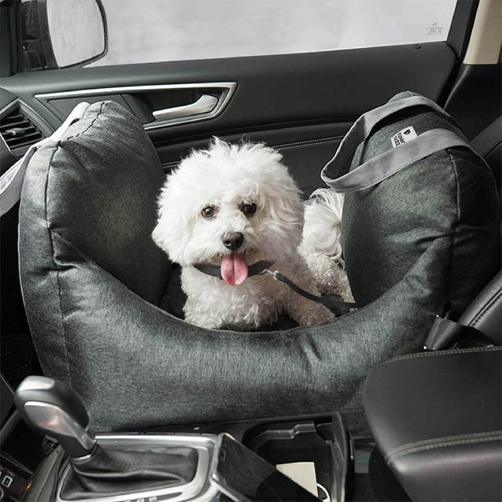 Dog Car Seat Bed with Adjustable Safety Straps – Portable Travel Bed for Small & Medium Dogs – Waterproof Oxford Fabric 0