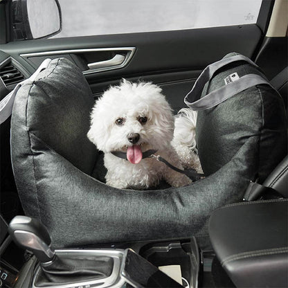 Dog Car Seat Bed with Adjustable Safety Straps – Portable Travel Bed for Small & Medium Dogs – Waterproof Oxford Fabric 0
