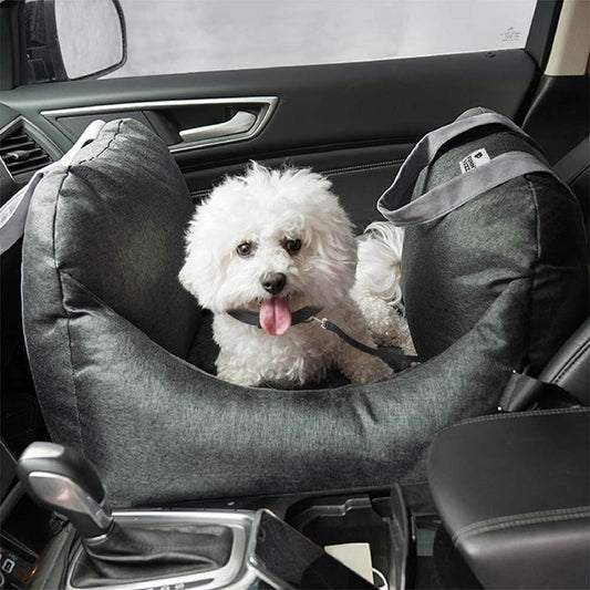 Dog Car Seat Bed with Adjustable Safety Straps – Portable Travel Bed for Small & Medium Dogs – Waterproof Oxford Fabric 0
