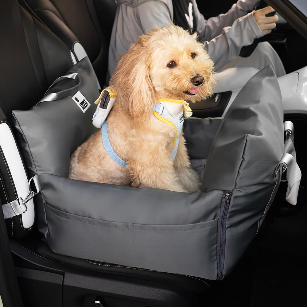 Dog Car Seat Bed with Adjustable Safety Straps – Portable Travel Bed for Small & Medium Dogs – Waterproof Oxford Fabric 22