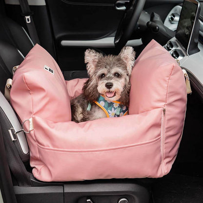 Dog Car Seat Bed with Adjustable Safety Straps – Portable Travel Bed for Small & Medium Dogs – Waterproof Oxford Fabric 26