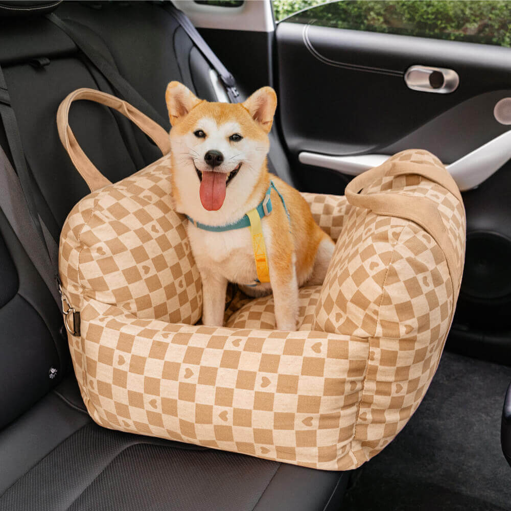 Dog Car Seat Bed with Adjustable Safety Straps – Portable Travel Bed for Small & Medium Dogs – Waterproof Oxford Fabric 30