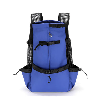 Dog carrier backpack designed for small dogs featuring breathable mesh panels, adjustable support straps, and reflective strips for safety and comfort. 8