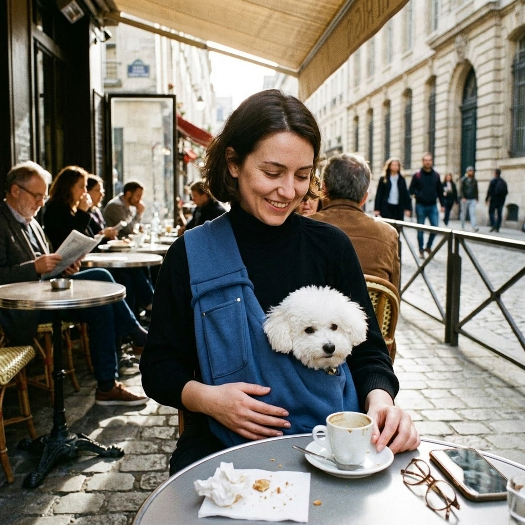 Dog Carrier Sling Bag for Small Dogs featuring breathable fabric and a zippered pocket, ideal for portable pet travel and on-the-go adventures. 1
