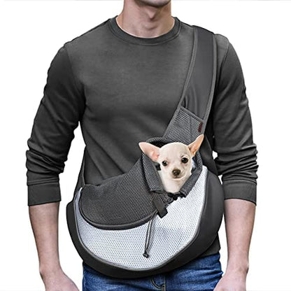 Dog Carrier Sling for Small Pets featuring a Safety Hook, made from soft breathable fabric, lightweight and portable design for comfortable pet travel. 3