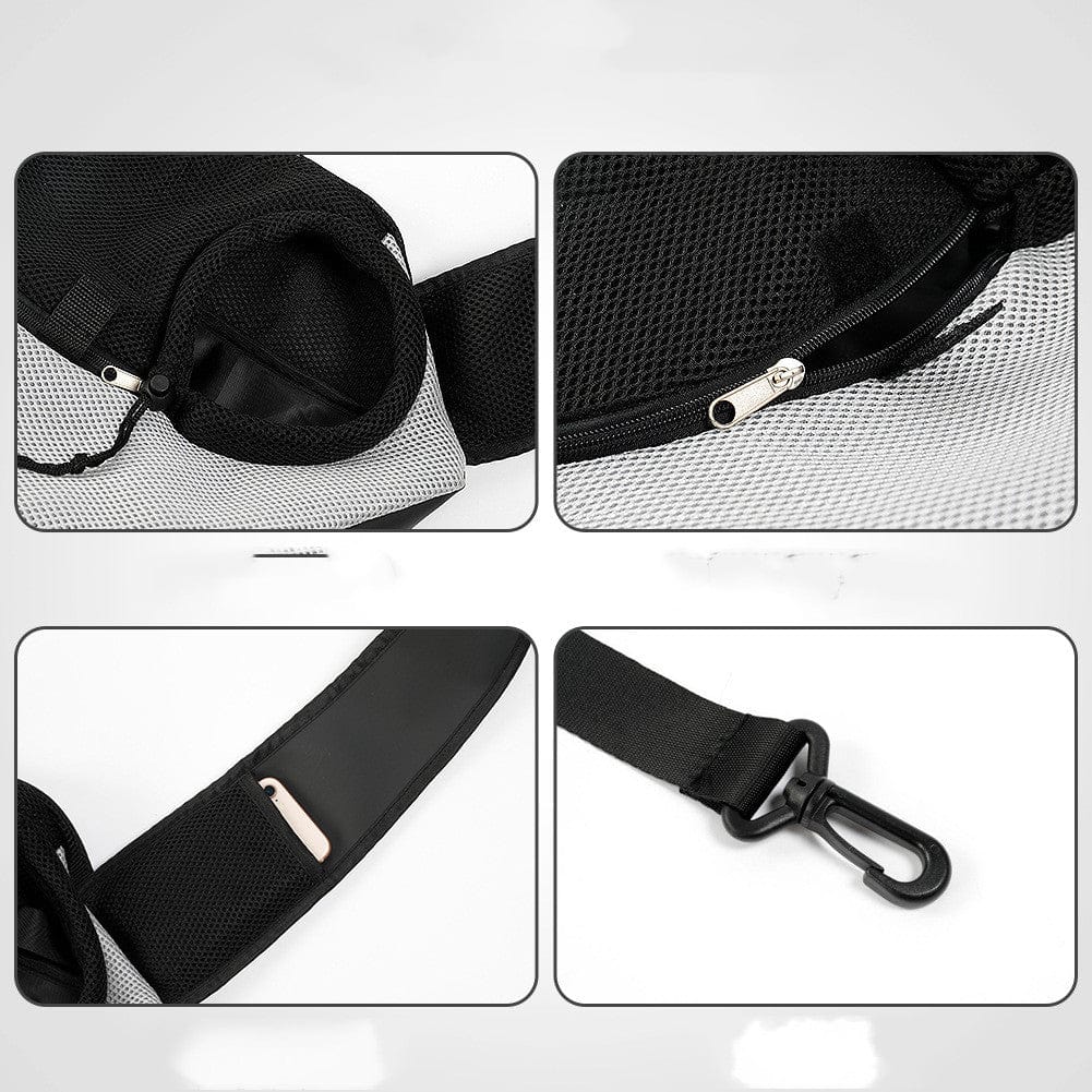 Dog Carrier Sling for Small Pets featuring a Safety Hook, made from soft breathable fabric, lightweight and portable design for comfortable pet travel. 6