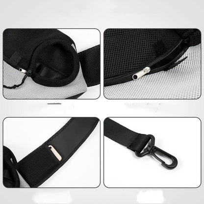 Dog Carrier Sling for Small Pets featuring a Safety Hook, made from soft breathable fabric, lightweight and portable design for comfortable pet travel. 6