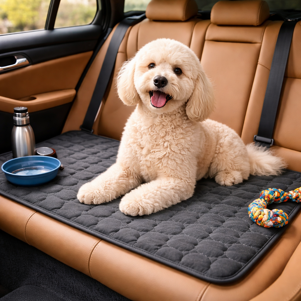 Dog cooling mat made from breathable fabric, designed for indoor and outdoor use, lightweight and foldable for easy storage, perfect for keeping pets cool during summer 5