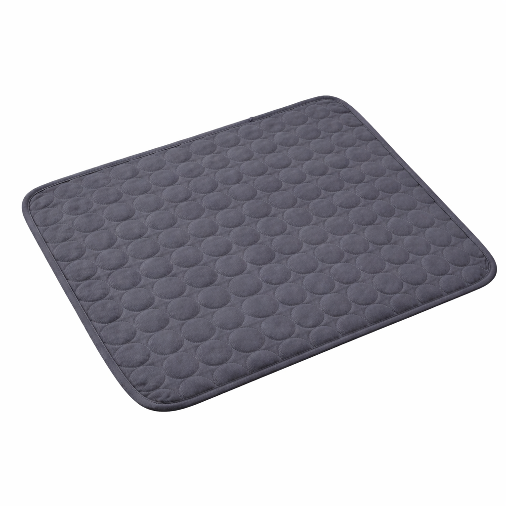 Dog cooling mat made from breathable fabric, designed for indoor and outdoor use, lightweight and foldable for easy storage, perfect for keeping pets cool during summer 8