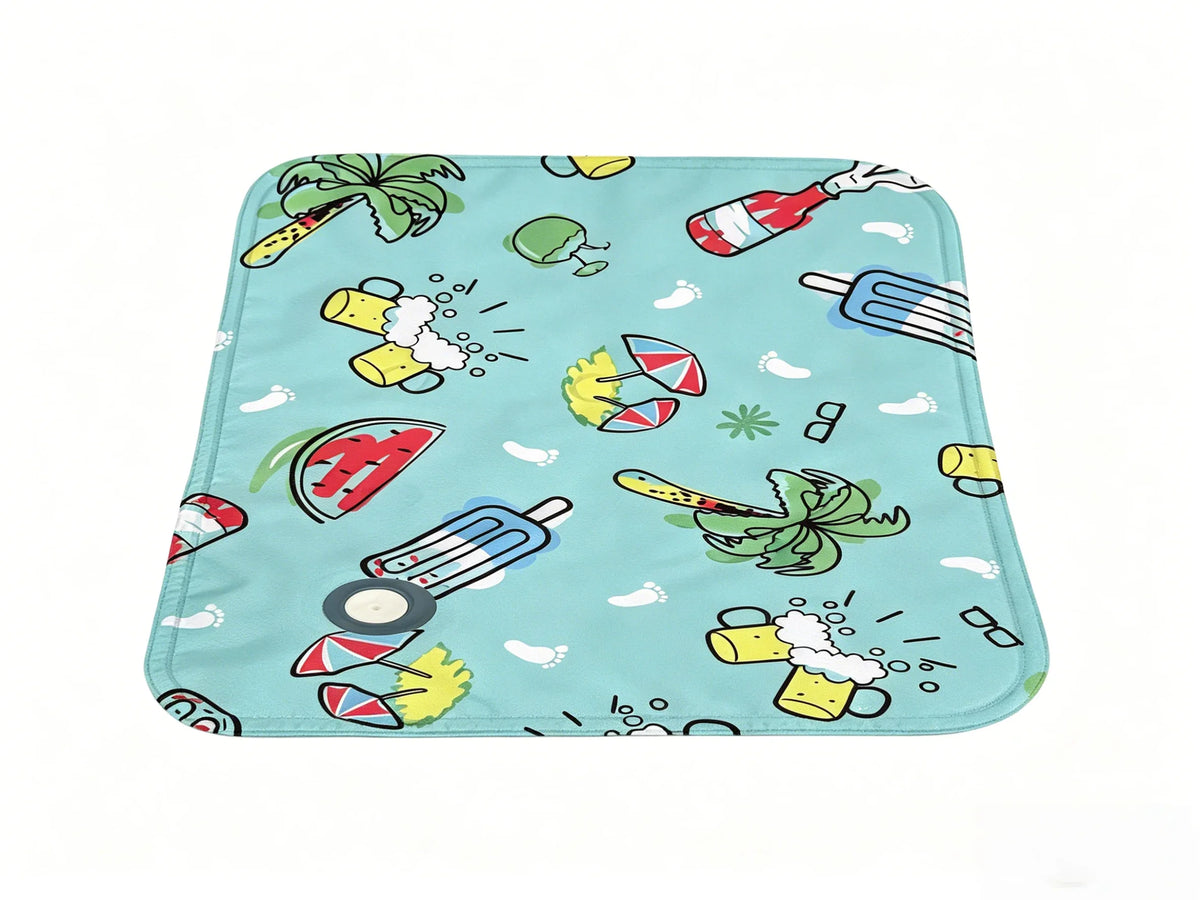 Dog cooling mat featuring innovative ice gel technology, designed for portability and lightweight convenience, perfect for home or travel use, available in multiple sizes and stylish designs 3
