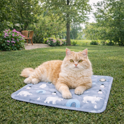 Dog cooling mat featuring a water-fillable design for natural temperature regulation, lightweight and easy to clean, perfect for keeping pets comfortable in warm weather. 5