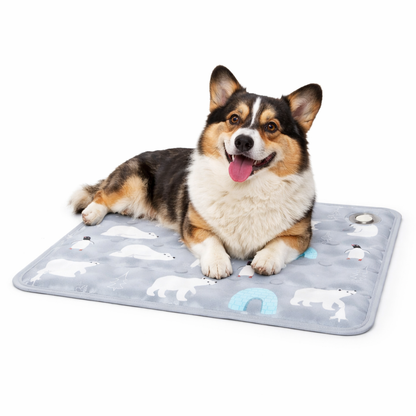 Dog cooling mat featuring a water-fillable design for natural temperature regulation, lightweight and easy to clean, perfect for keeping pets comfortable in warm weather. 6