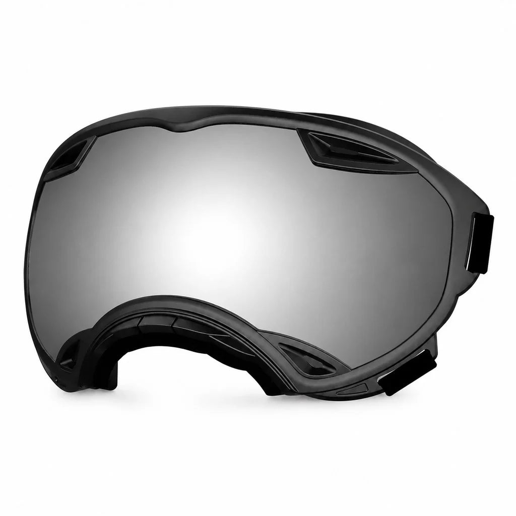Dog goggles featuring a smoke lens for eye protection, designed with an adjustable wraparound fit, perfect for hiking and beach activities. 0
