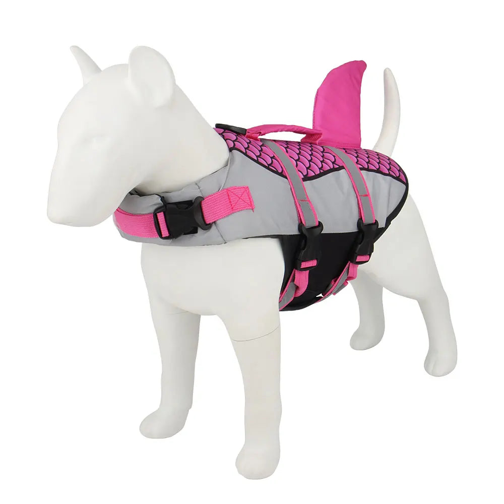 Dog life jacket featuring adjustable straps and a sturdy rescue handle, designed for small dogs, offering high buoyancy for safe swimming and water activities. 0