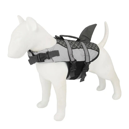 Dog life jacket featuring adjustable straps and a sturdy rescue handle, designed for small dogs, offering high buoyancy for safe swimming and water activities. 5