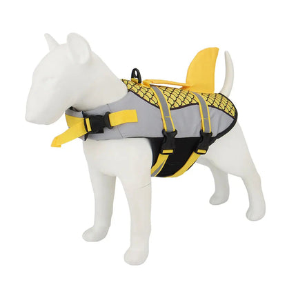 Dog life jacket featuring adjustable straps and a sturdy rescue handle, designed for small dogs, offering high buoyancy for safe swimming and water activities. 6