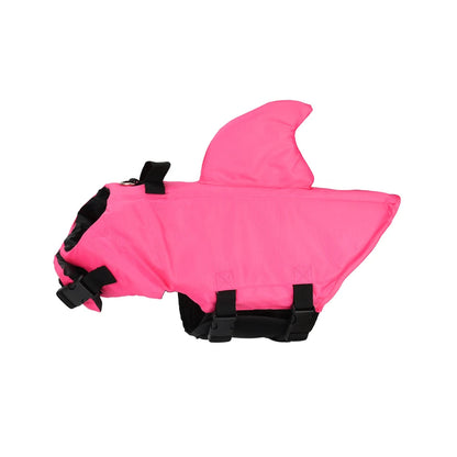 Dog life jacket featuring a shark design with reflective strips and a sturdy rescue handle, ideal for small to medium dogs, providing safety and style during water activities 10