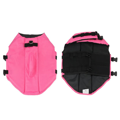 Dog life jacket featuring a shark design with reflective strips and a sturdy rescue handle, ideal for small to medium dogs, providing safety and style during water activities 5