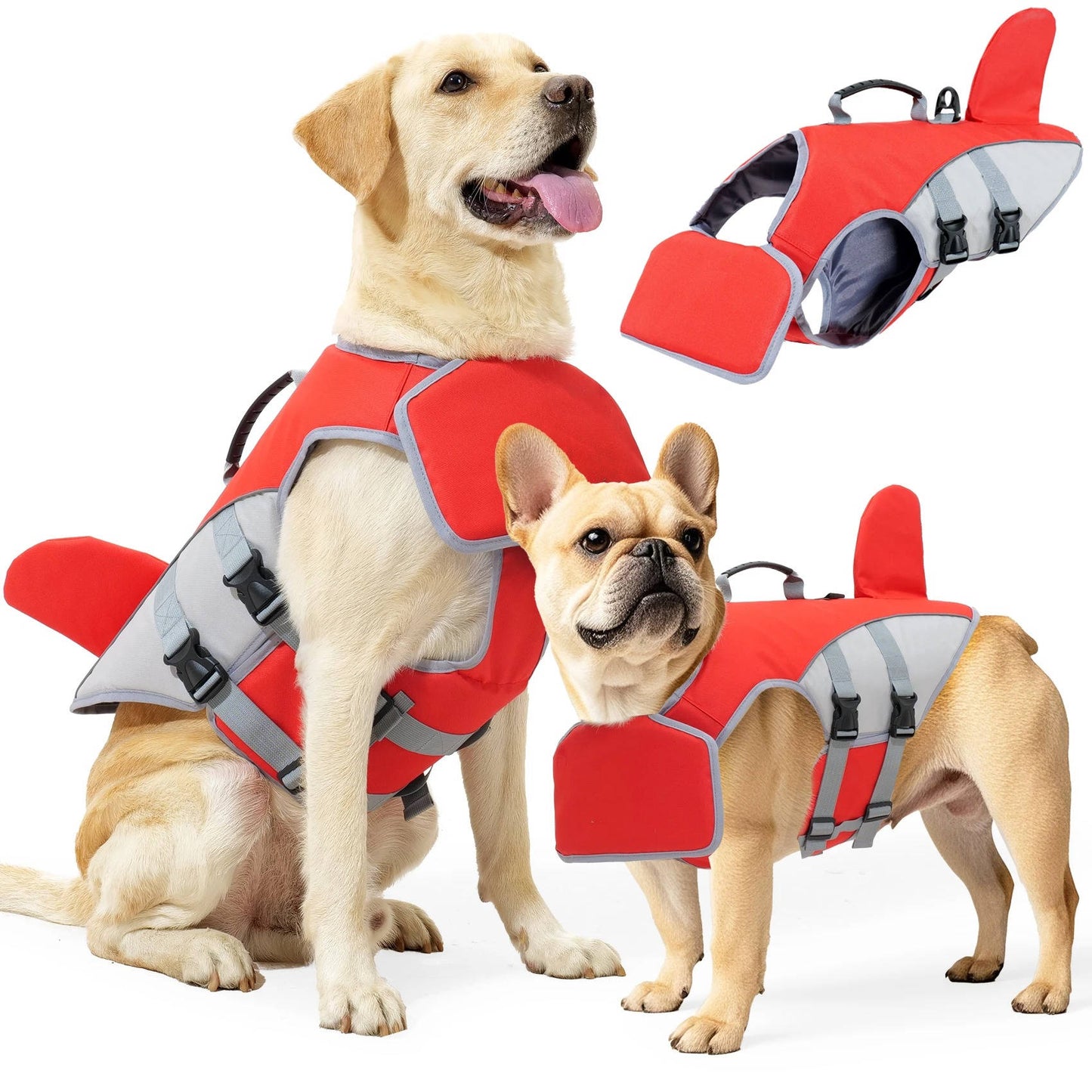 Dog life jacket with safety support for water activities, featuring a durable pet-safe float vest in vibrant colors, designed for maximum buoyancy and comfort for your 0